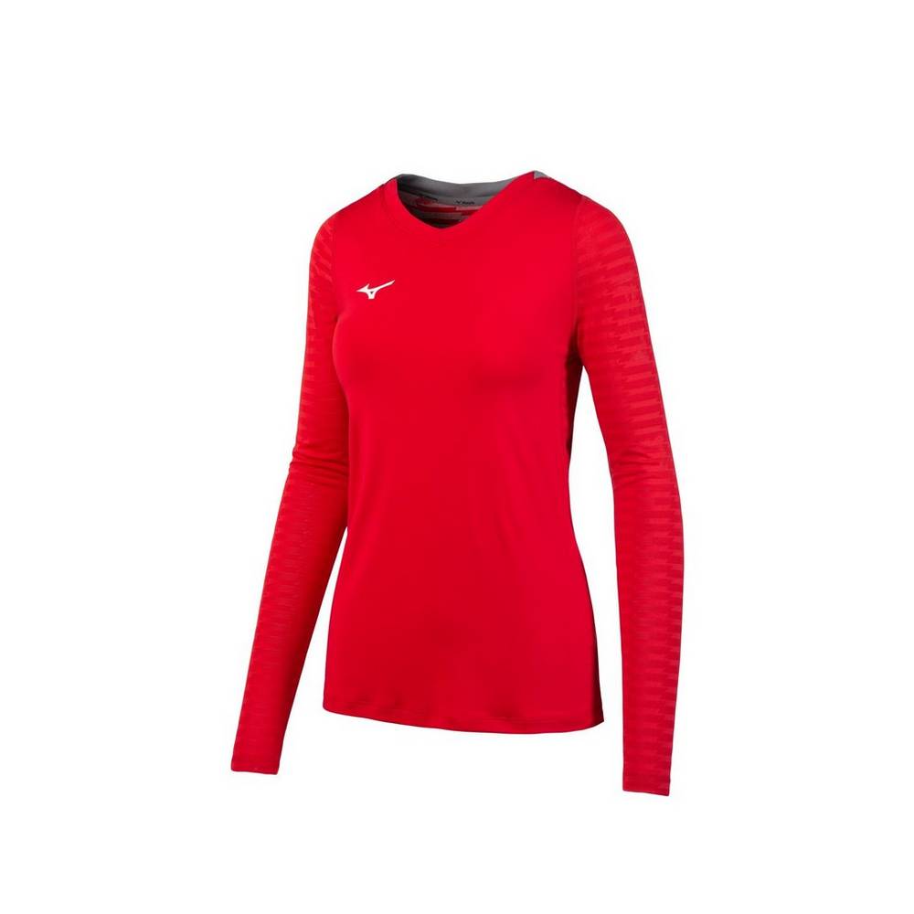 Mizuno United Long Sleeve - Bayan Forma - Kırmızı Türkiye (HTZDGE-394)